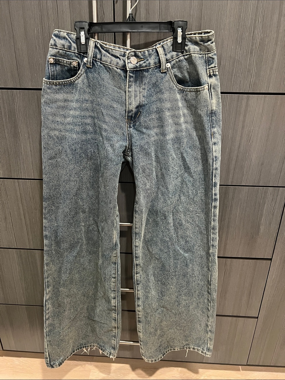 Edikted Acid Wash Blue Wide-Leg Jeans